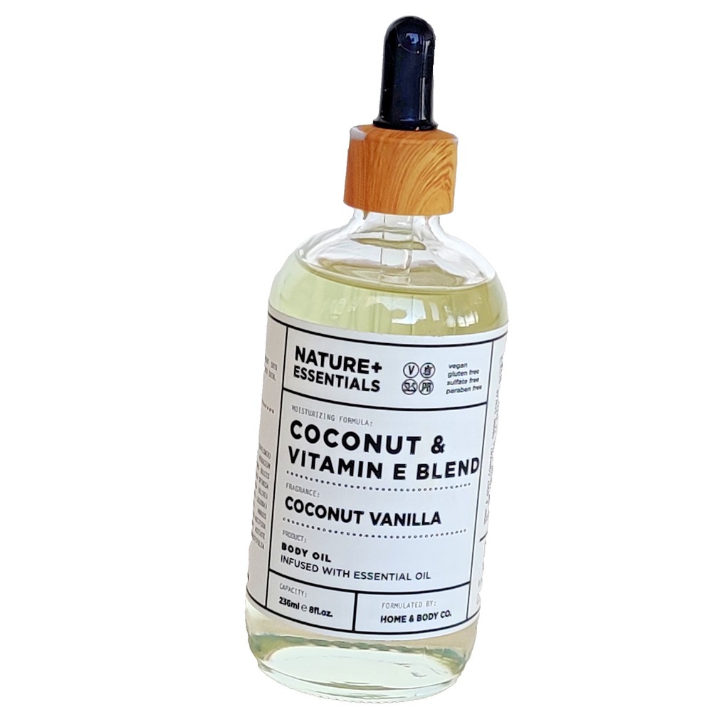 NATURE + ESSENTIALS Coconut+‎ Vitamin E Coconut Vanilla Body Oil ~ 8 fl oz NEW!!